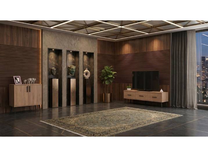 Xlmoebel Wohnwand Braunes Wohnzimmer-Set mit TV-Schrank und Kommoden, Made in Europa