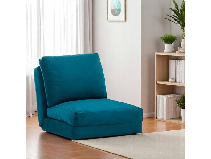 Chauffeuse convertible en tissu MODI - Bleu canard