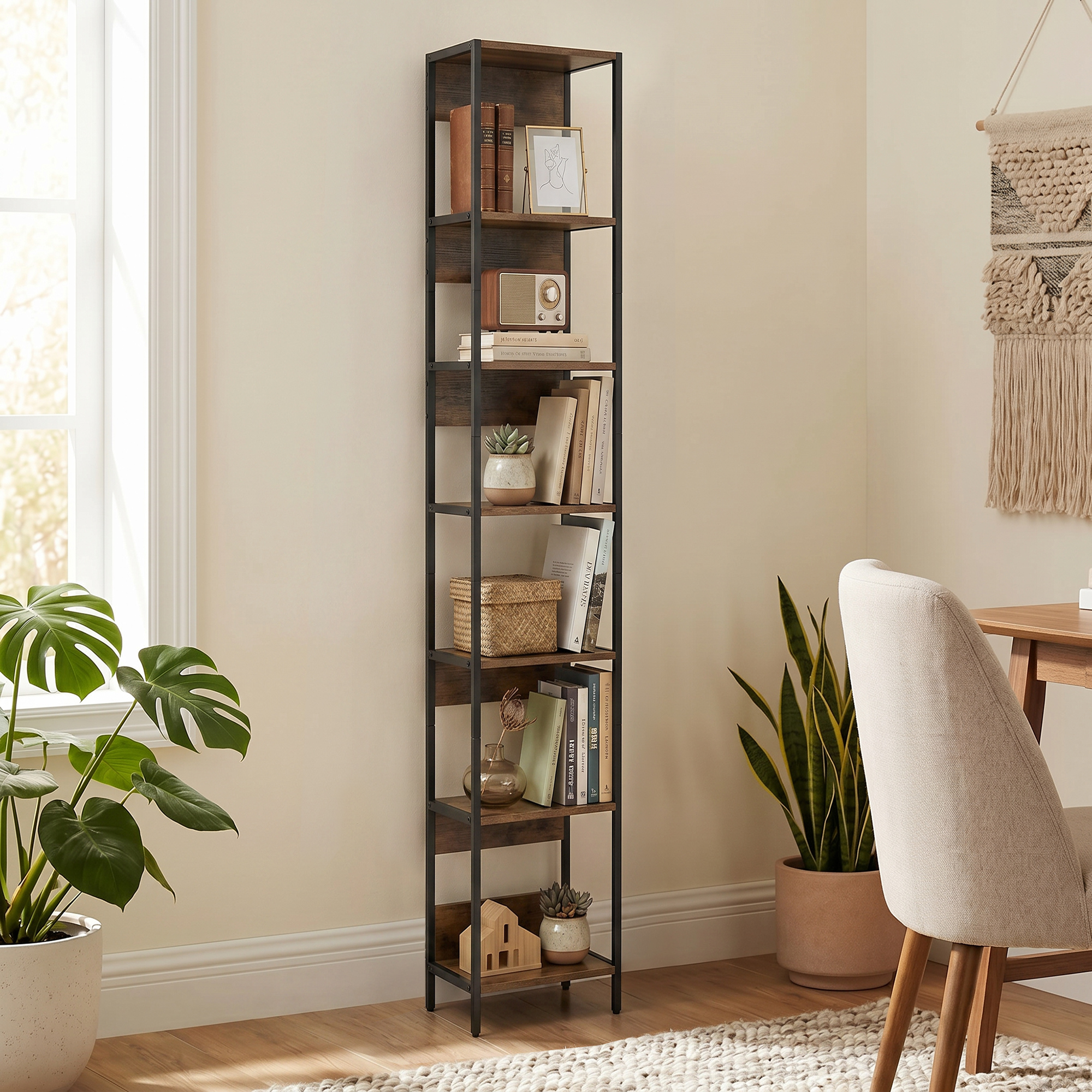 Homcom Libreria a 6 Ripiani, Finitura in Legno Marrone   Aosom Italy