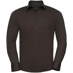 Russell Collection Körperbetontes Stretch Hemd  Langarm, chocolate, 4XL