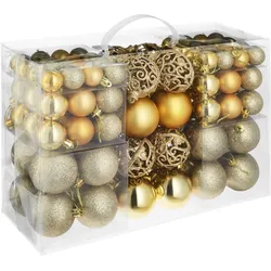 tectake 100 Christbaumkugeln unzerbrechlich in Gold  Gold