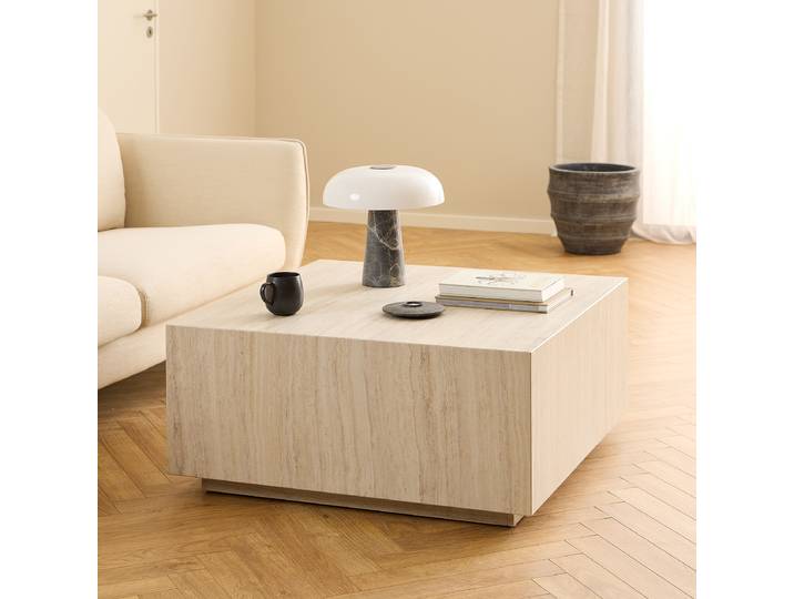 Couchtisch Sukatari Ø 90cm Beige/Travertin Dekor