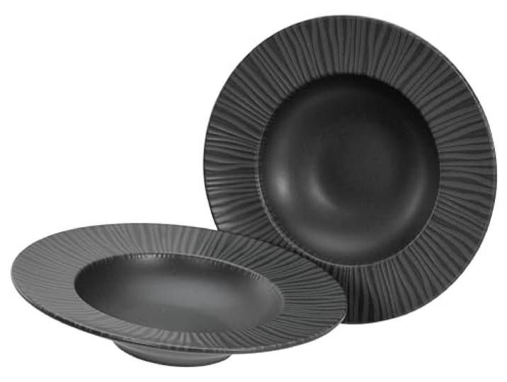 CreaTable\, 21823\, Série Vesuvio black\, ensemble de vaisselle 2 pièces\, set de assiettes en grès.