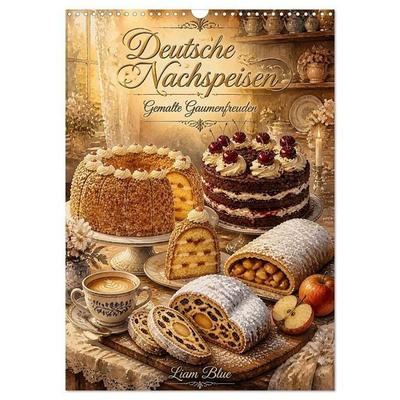Deutsche Nachspeisen - Gemalte Gaumenfreuden (Wandkalender 2027 DIN A3 hoch), CALVENDO Monatskalender