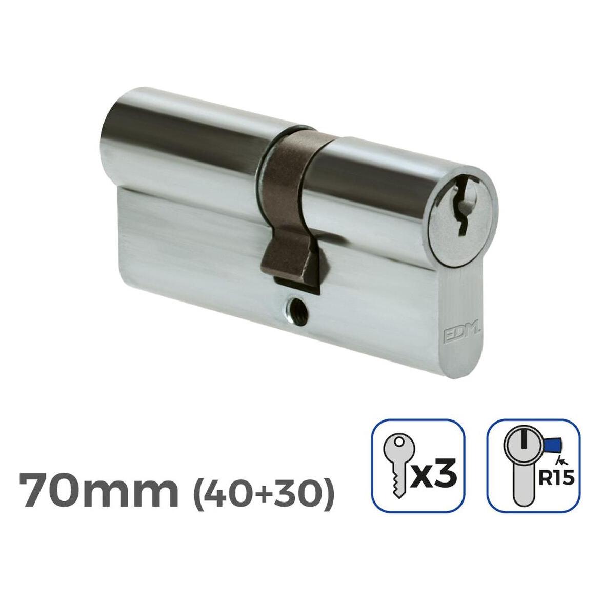 EDM Product Zylinder 85172 R15 Nickel Schliessbart Lang Europäisch (Halbzylinder) (45273006)