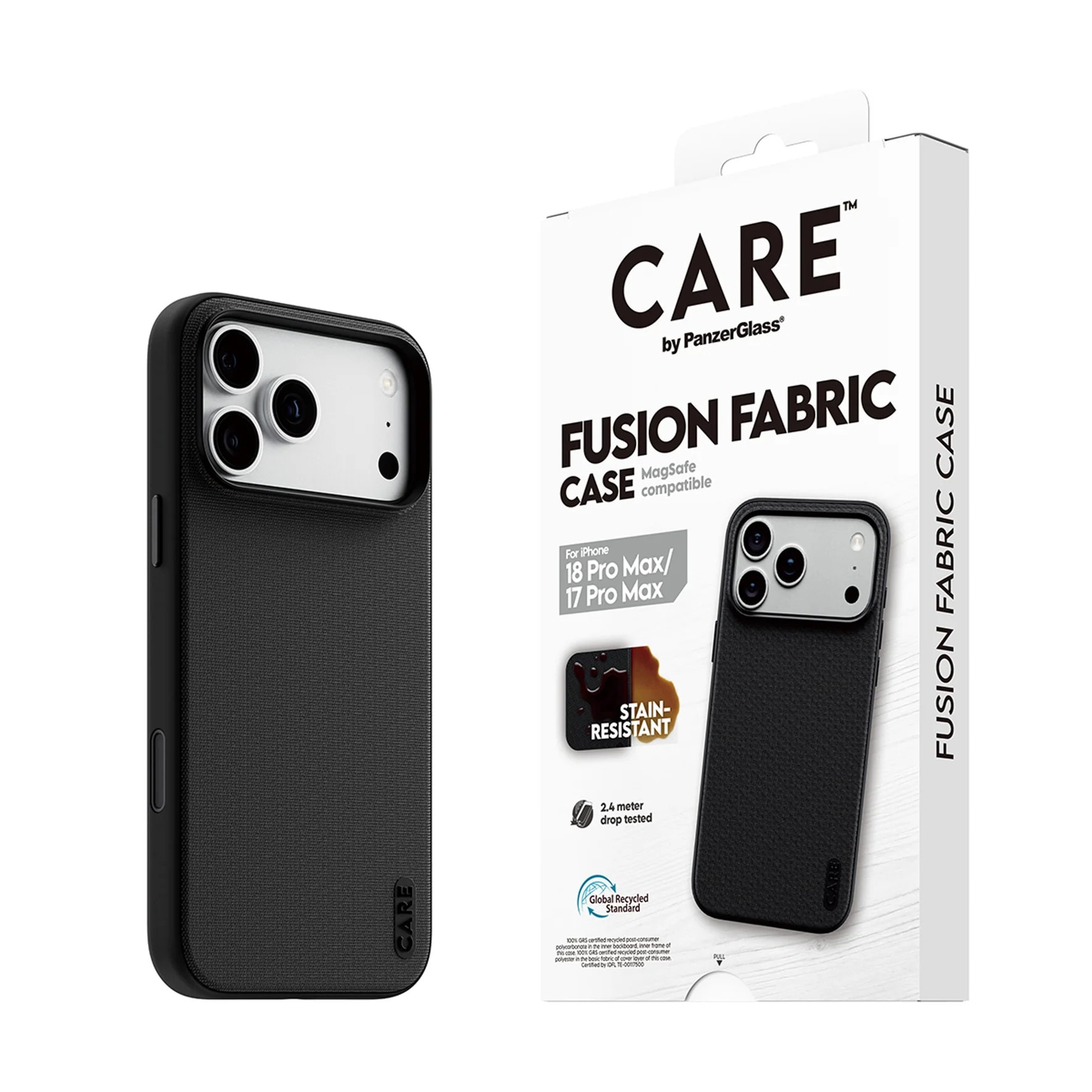 CARE by PanzerGlass Fusion Fabric Case Schwarz m. MagSafe iPhone 18/17 Pro Max CR57114