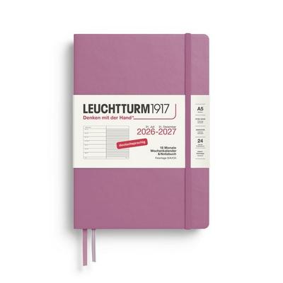 Wochenkalender & Notizbuch Medium (A5) 2027, 18 Monate, Dusty Rose, Deutsch