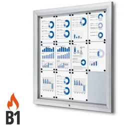 Schaukasten 12x A4, ESG Sicherheitsglas B1 Alu Infokasten wetterfest aussen 12xA4