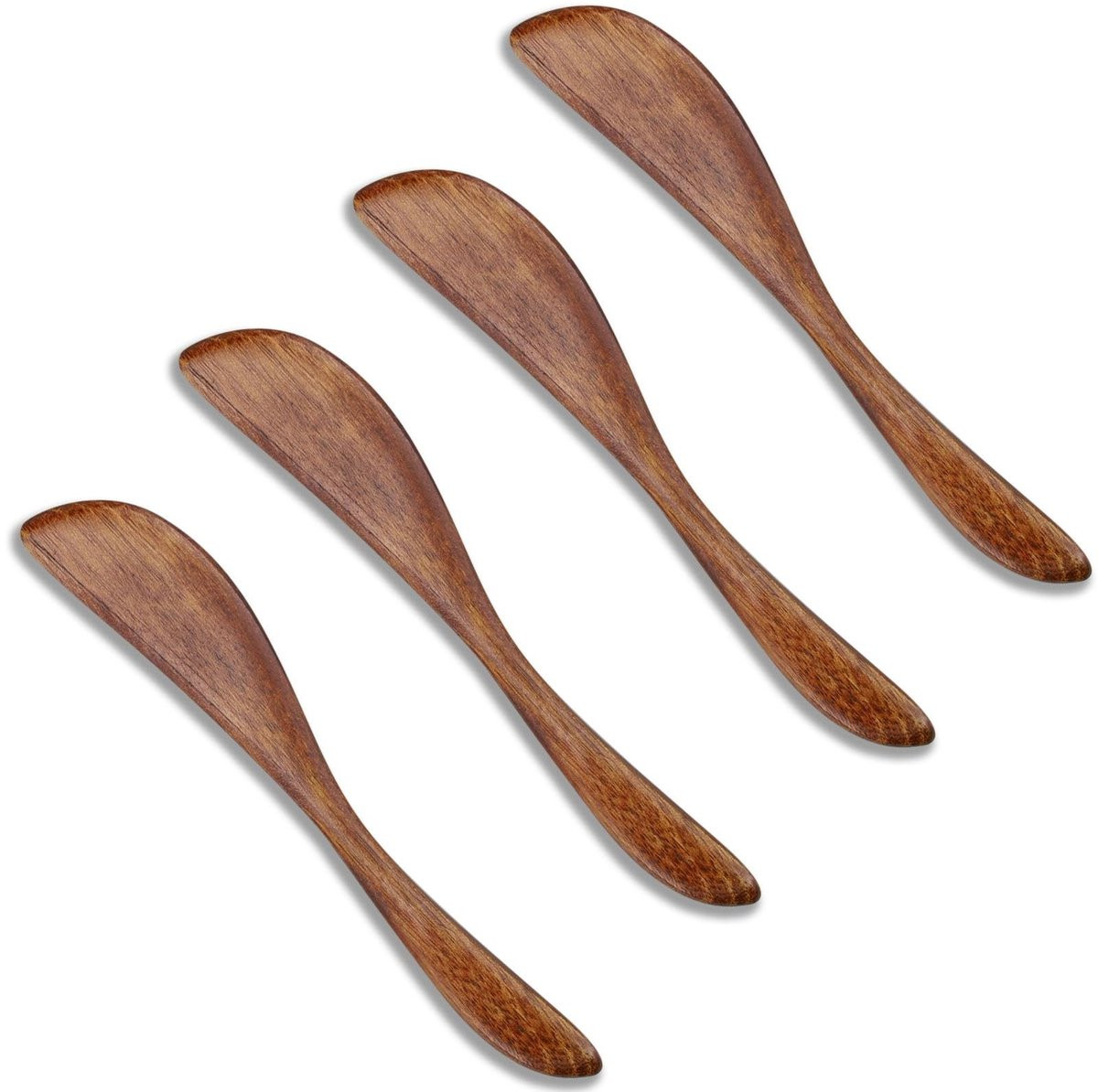 Solidchoice Houten Boterstrooiers voor Jam en Kaas - 4 stuks - Bruin