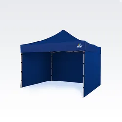 Faltpavillon 3x3m - mit 3 Wänden - Blau