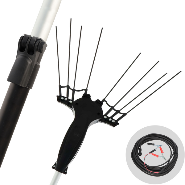 Volpi Olytech Super Power 555L - Peigne vibreur électrique 210/300 cm à batterie de type automobile avec câble inclus - Perche télescopique