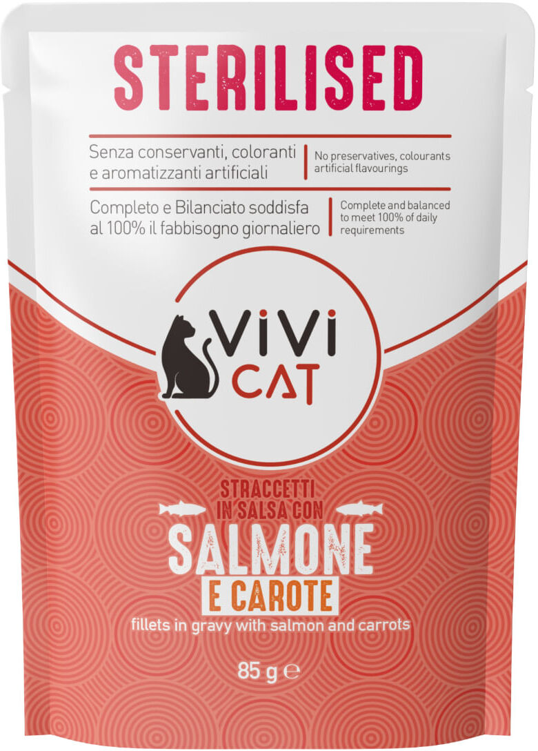 ViVi Cat Sterilised Busta Multipack 28x85G SALMONE E CAROTE