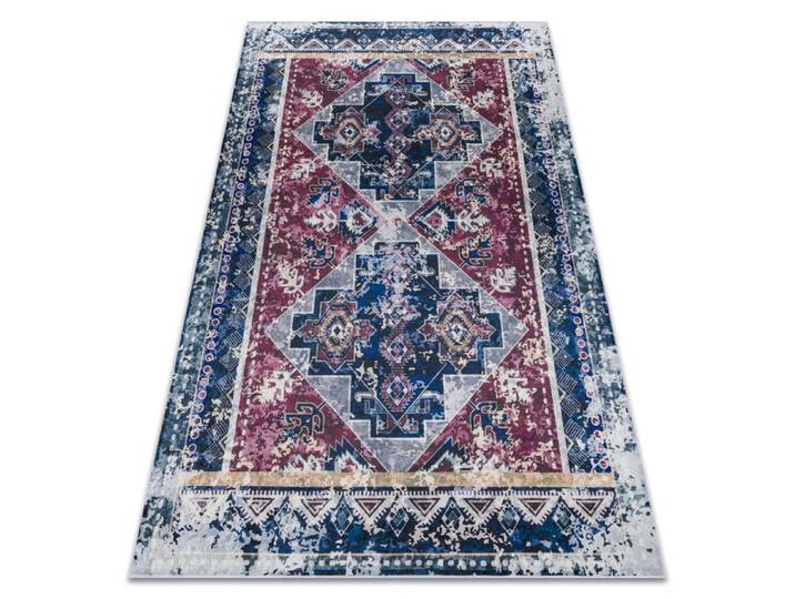 Tapis lavable ANDRE 1136 oriental vintage antidérapant - bordeaux / bleu - 120x170 cm