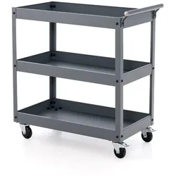 Helloshop26 - Mehrzweck-Servierwagen 77,5 x 38 x 79 cm 3 Ebenen leicht zu verstauen praktisches Design hellgraues Metall 20_0017526
