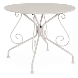 Gartentisch Etienne aus Metall, klassisch rund, beige Griz, Ø 90 cm, pulverbeschichtet