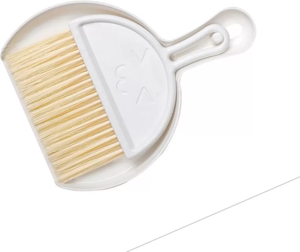 INF Mini-Staubschaufel und Bürsten-Set – Kompakte PP-Staubschaufel mit Nylon-Borstenbürste für Tastatur, Schreibtisch und Weiß