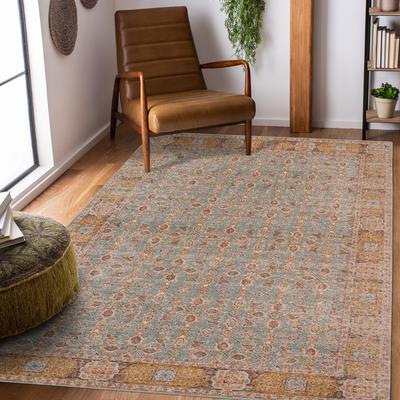 Amer Rugs Ethereal Kina Vintage Floral Teal/Sienna Area Rug