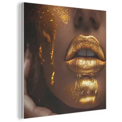 AKUSTIKBILD Frau - Gold - Luxus - Porträt Akustikpaneele 90x90 cm