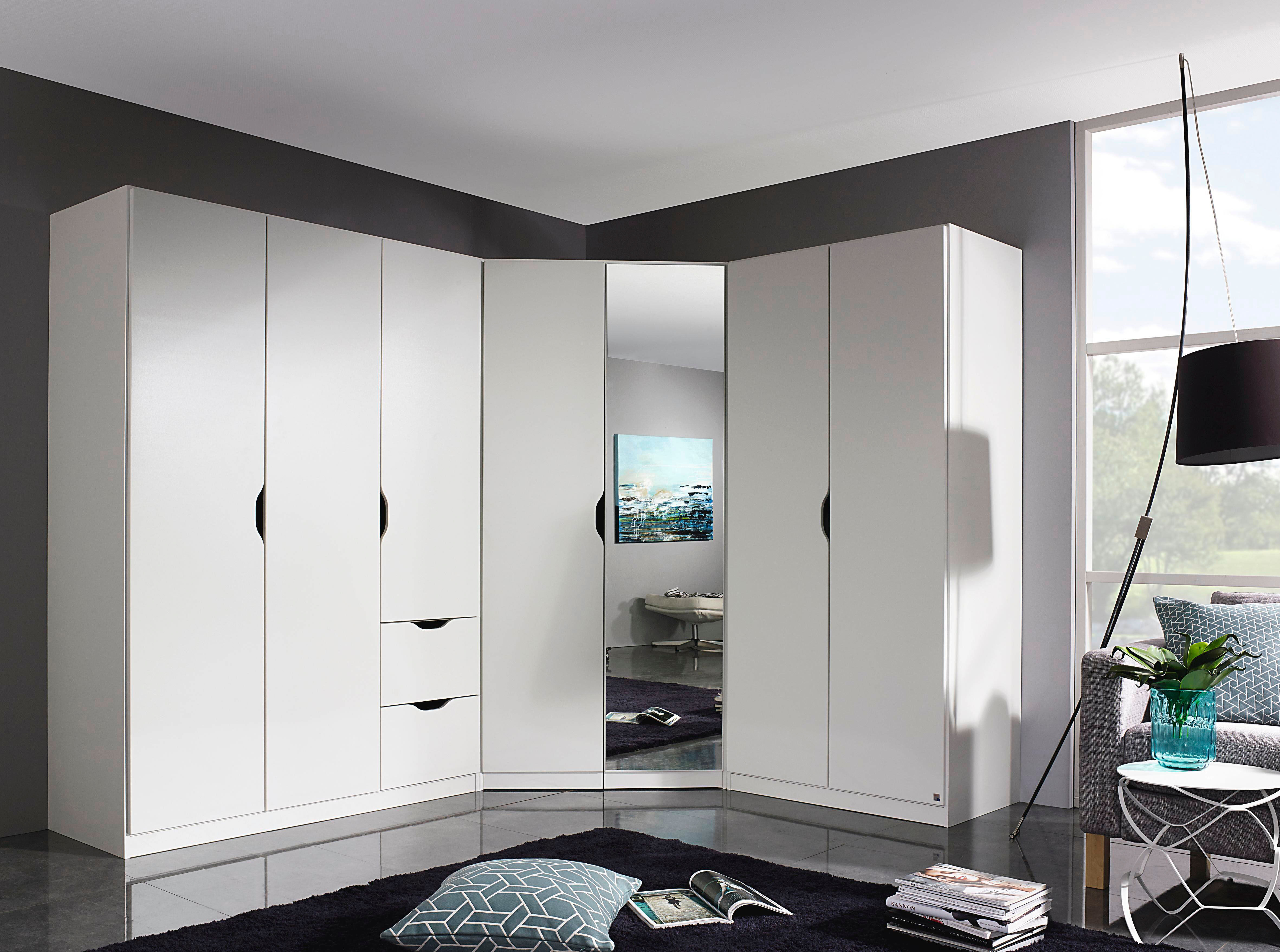 Schrank-Set RAUCH "Freiham", weiß (alpinweiß), Kastenmöbel-Sets, Schrank-Set, 3-teilig, schlichte Front mit ausgefrästen Eingriffen MADE IN GERMANY