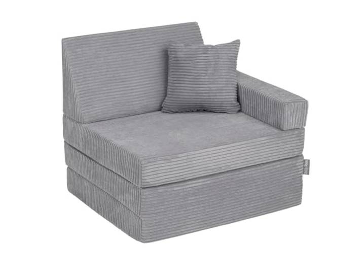 KiddyMoon Kindersessel Aufklappen Mit Kissen Aus Schaumstoff Sessel Für Kinder Kinderstuhl Für Kinderzimmer Stuhl Faltmatratze Matratzen Relaxsessel Kuschelsessel, Dunkelgrau