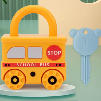 Uplifted Trends Baby Learning Lock With Key Montessori Educational Toy For Number Matching & Sensory Play yellow