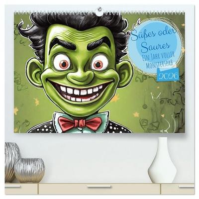 Süßes oder Saures - Ein Jahr voller Monsterspaß (hochwertiger Premium Wandkalender 2026 DIN A2 quer), Kunstdruck in Hochglanz