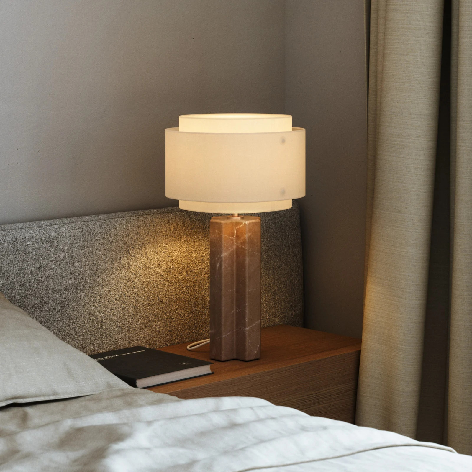 Takai tafellamp DFTP by Nordlux, beige, textiel met lampenkap