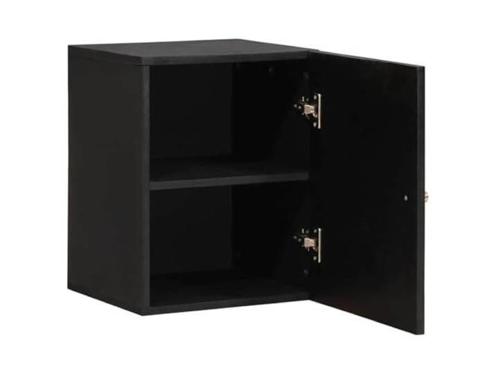 KTHLBRH Wandschrank Schwarz 38 x 33 x 48 cm Massivholz Mango Messingknöpfe, goldene Details, Wandmontage, pflegeleicht, vielseitig nutzbar