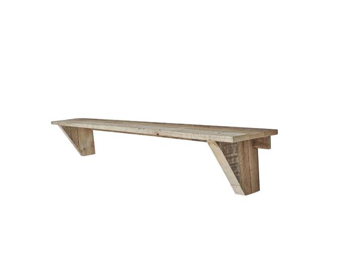 Globo Wandboard, Hellbraun, Holz, Recyclingholz, massiv, 20x22x150 cm, Wohnzimmer, Regal, Wandboards