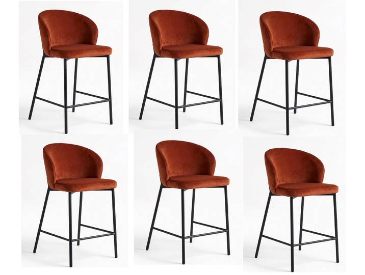 Xlmoebel Bargruppe Elegant Barstühle 6er Set Tresenhocker Edel Orange Terrakotta, (6-tlg., 6er Set)