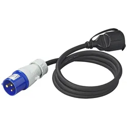 Adapter mit CEE-Stecker und -Buchse mit Schutzkontakt, 16 A, 230 V, ProPlus 373530DE, Kabellänge 150 cm