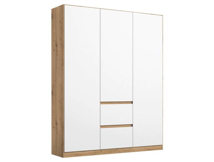 Drehtürenschran mit Schubladen 136cm Nidda Eiche Artisan/Weiß