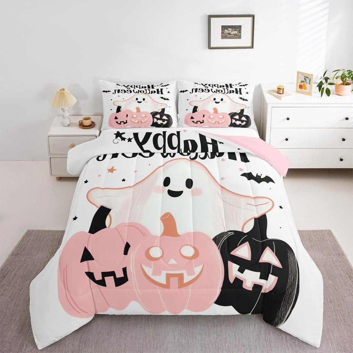 Zachte microvezel dekbedset met Halloween patroon, 200 x 200 cm