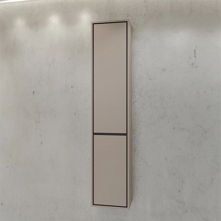 garneroarredamenti Colonna bagno sospesa 35x172h cm 2 ante tortora nero Linda