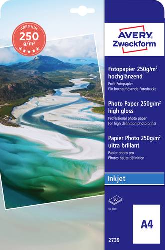 Avery-Zweckform Premium Inkjet Photo Paper high gloss 2739 Fotopapier DIN A4 250 g/m² 50 Blatt Hochglänzend