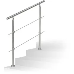 Relaxdays Treppengeländer Edelstahl Silber