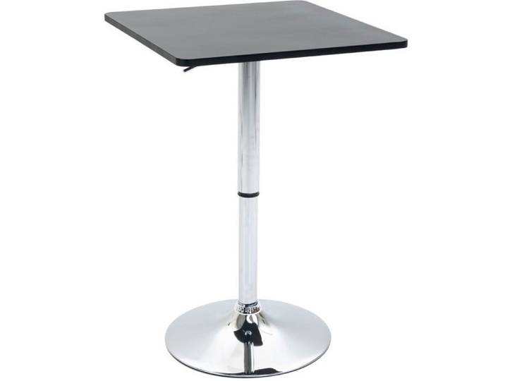 Table de bar VUENOR - 60x60 cm noir - hauteur réglable 69 à 93 cm plateau pivotant 360°