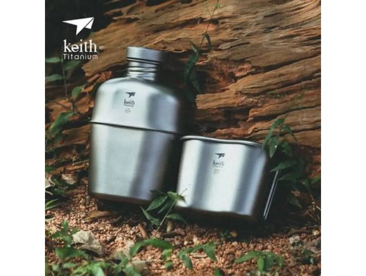 Keith pur titane Camping en plein air randonnée cantine Mess Kit bouteille d'eau ensemble nouvelle pochette de transport ultralégère Ti3060 ﻿