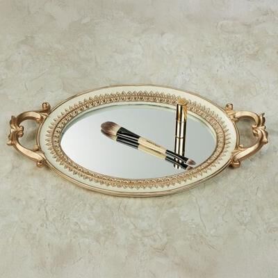 Touch of Class Palecia Mirrored Vanity Tray Ivory , Ivory