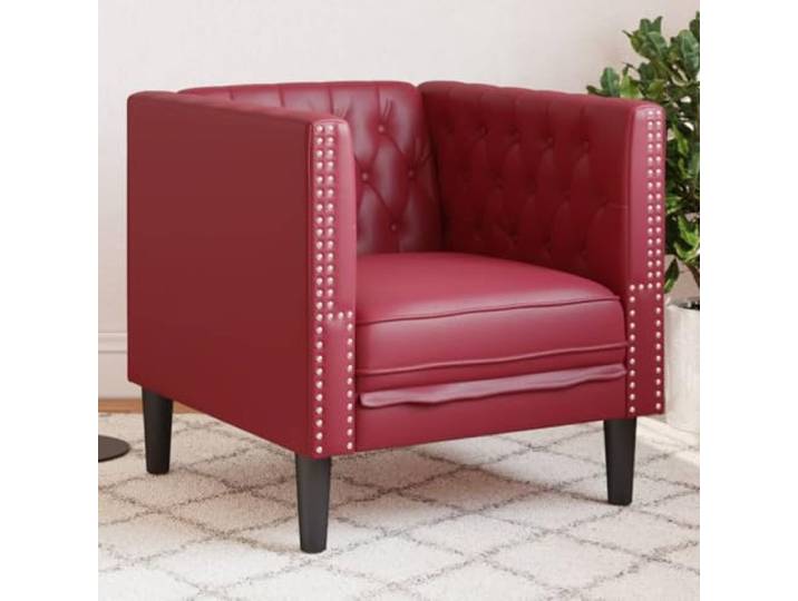 ZQQLVOO Chesterfield-Sessel Weinrot Kunstleder Dick gepolstert, Knopfheftung, stabile Beine, pflegeleicht, klassischer Clubsessel