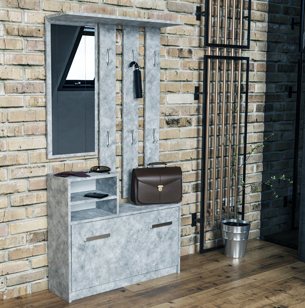 Mercury Centreville Hallway Set with Storage Bench and Shoe Storage Concrete
