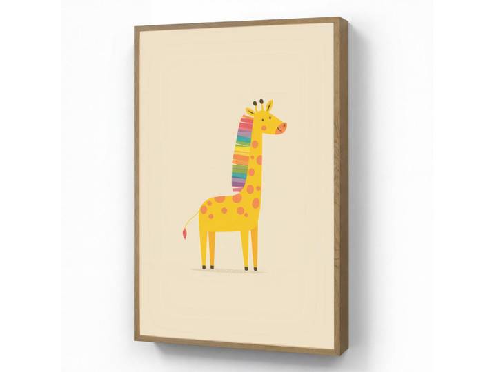 OnlyWow Wandleuchte MIT Akku Giraffe - Regenbogenmähne - Beige 60x90 cm, Rechteckig, LED integrated, 60x90x8 cm, Lampen & Leuchten, Innenbeleuchtung, Wandleuchten