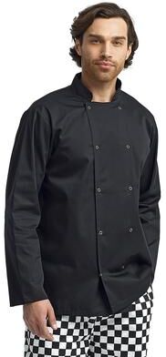 Artisan Collection by Reprime RP665 Ten Studded Front Chef Coat in Black size Small   Cotton/Polyester Blend