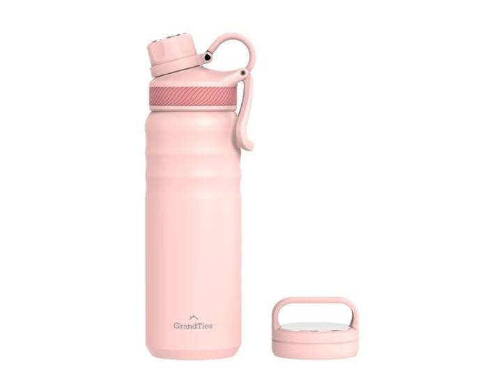 GRANDTIES Sport-Edelstahl-Wasserflaschen mit breiter Öffnung, vakuumisoliert, wiederverwendbar, auslaufsicher, BPA-frei, Reise-Metallkanne, Thermoflaschen für Männer und Frauen, Fitnessstudio, 2 Stück