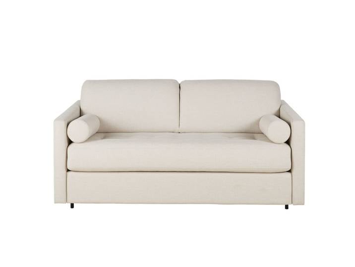 Schlafsofa für 2-3 Personen, bezogen mit beigefarbenem Polyestergewebe, 18 cm dicke Matratze