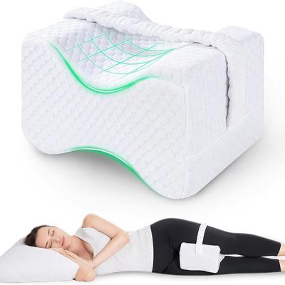 Inspired Finds Memory Foam Knee Pillow For Side Sleepers Soft Leg Support With Adjustable Straps white
