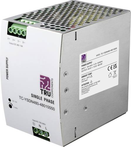 TRU COMPONENTS TC-13808004 Hutschienen-Netzteil (DIN-Rail) 48 V/DC 10A 480W Anzahl Ausgänge:1 x Inhalt 1St.