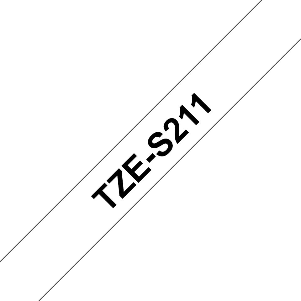 Brother TZe-S211 Schriftband, 6mm x 8m, schwarz auf weiß, stark klebend TZES211