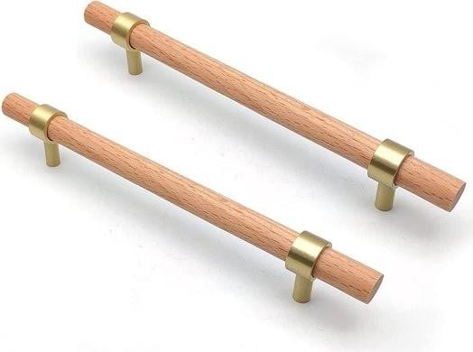Set van 6 duurzame houten keukenkastgrepen, lengte: 16 cm