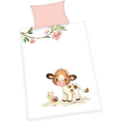 Herding 2685231063 - babybest® Bettwäsche-Set, Süßes Kälbchen, Baumwolle/Flanell, 40x60/100x135 cm